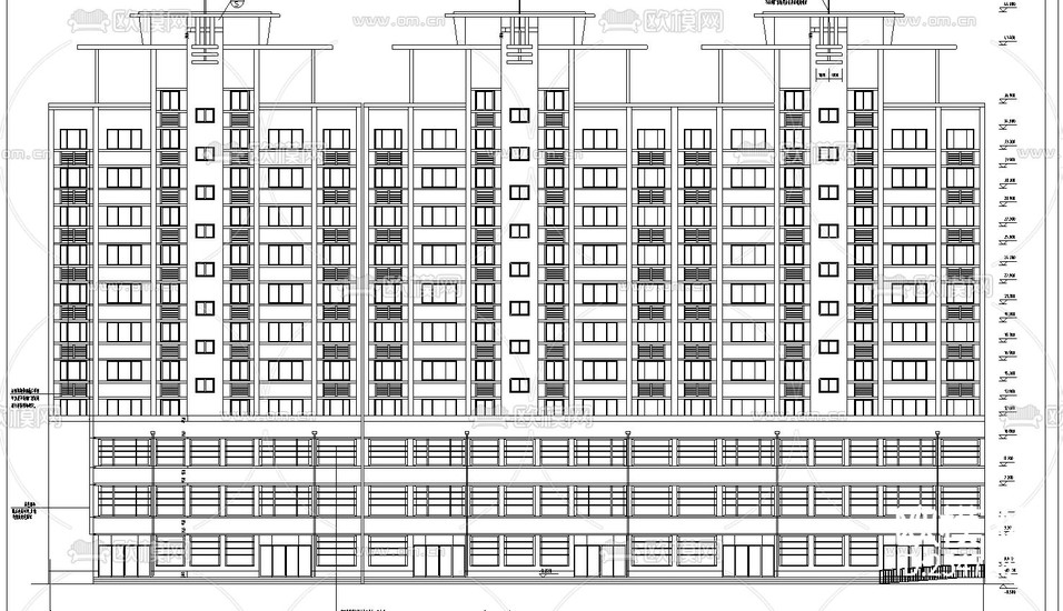 公寓CAD施工圖下載(渲染圖2)