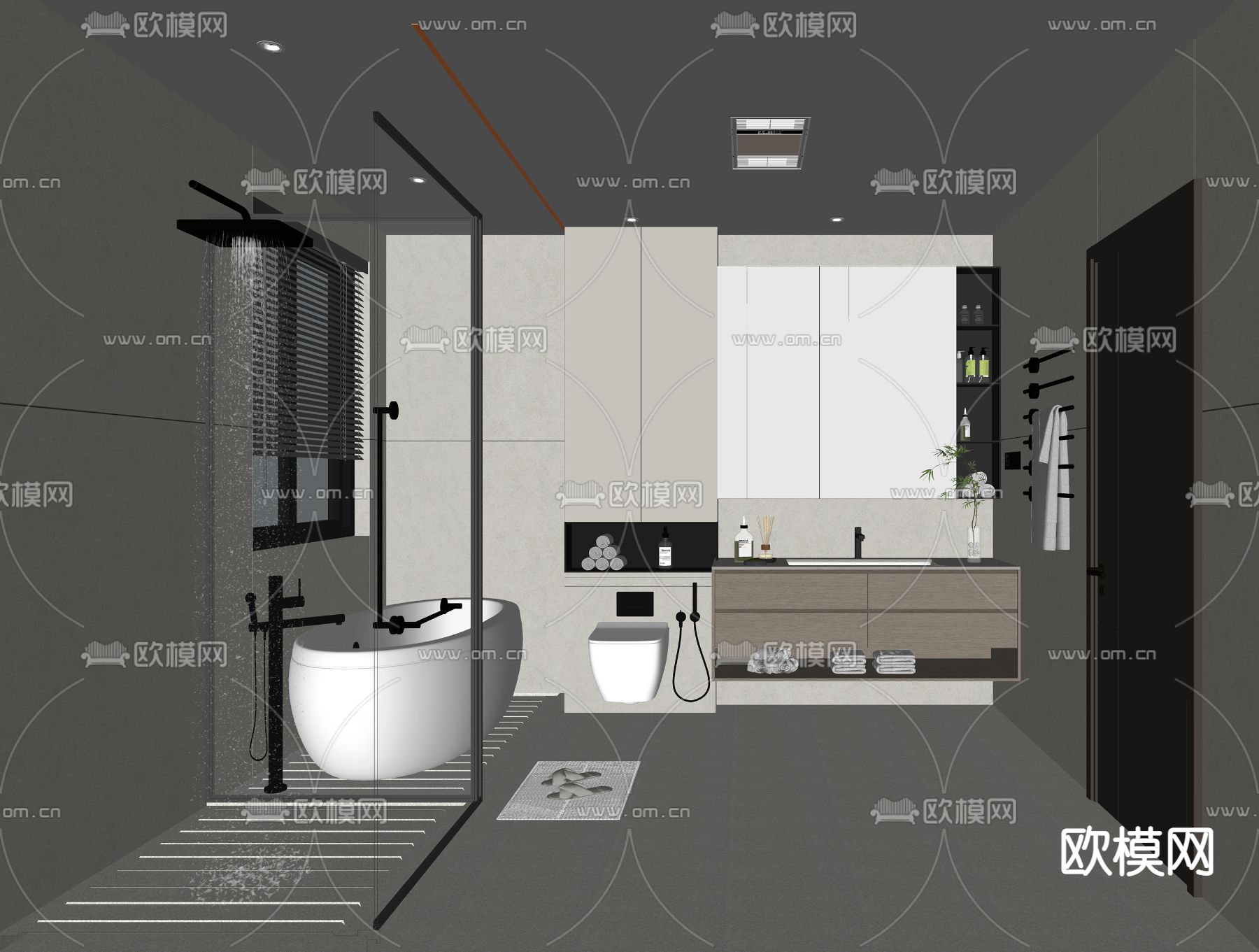 现代卫生间 浴室su模型下载（渲染图2）
