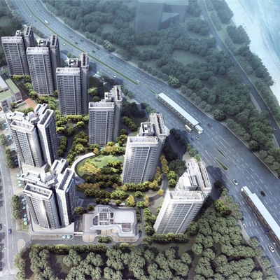  现代小区鸟瞰su模型 