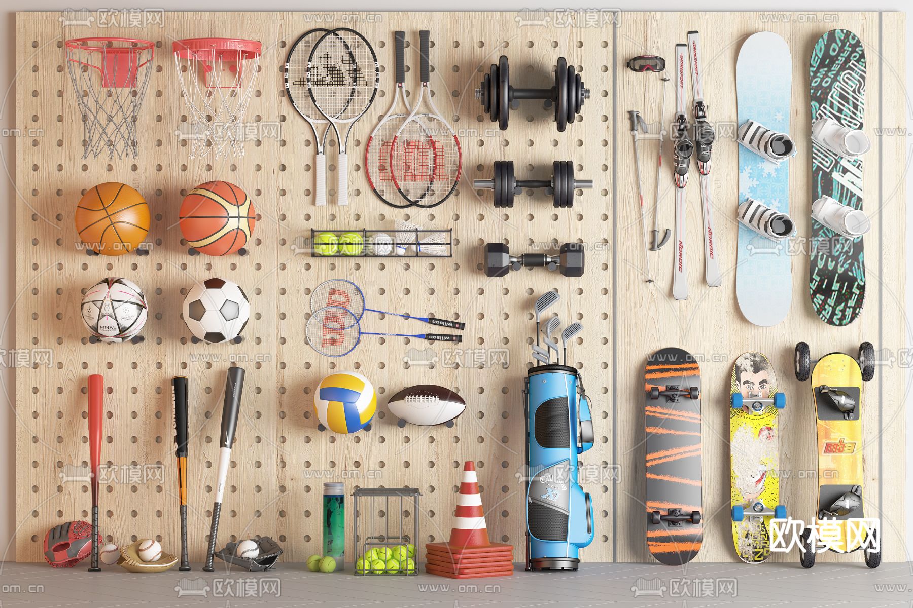 现代运动器材su模型下载（渲染图1）