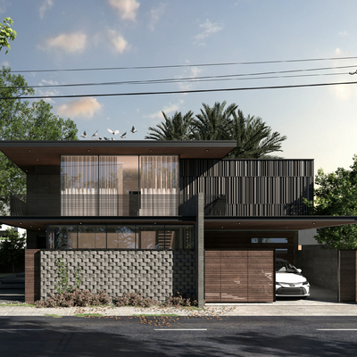 现代独栋别墅su模型