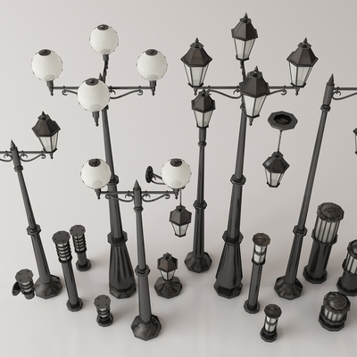  简欧户外灯 路灯 庭院灯su模型 