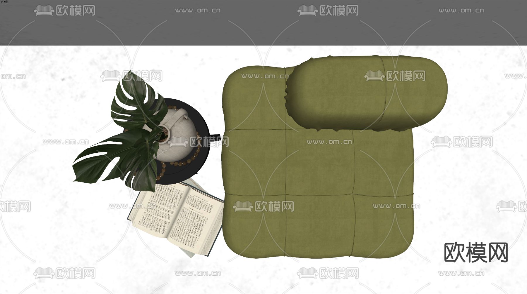北欧布艺休闲沙发su模型下载（渲染图3）
