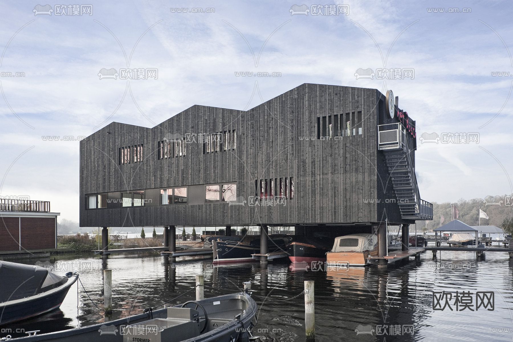 现代咖啡馆外观su模型下载（渲染图4）