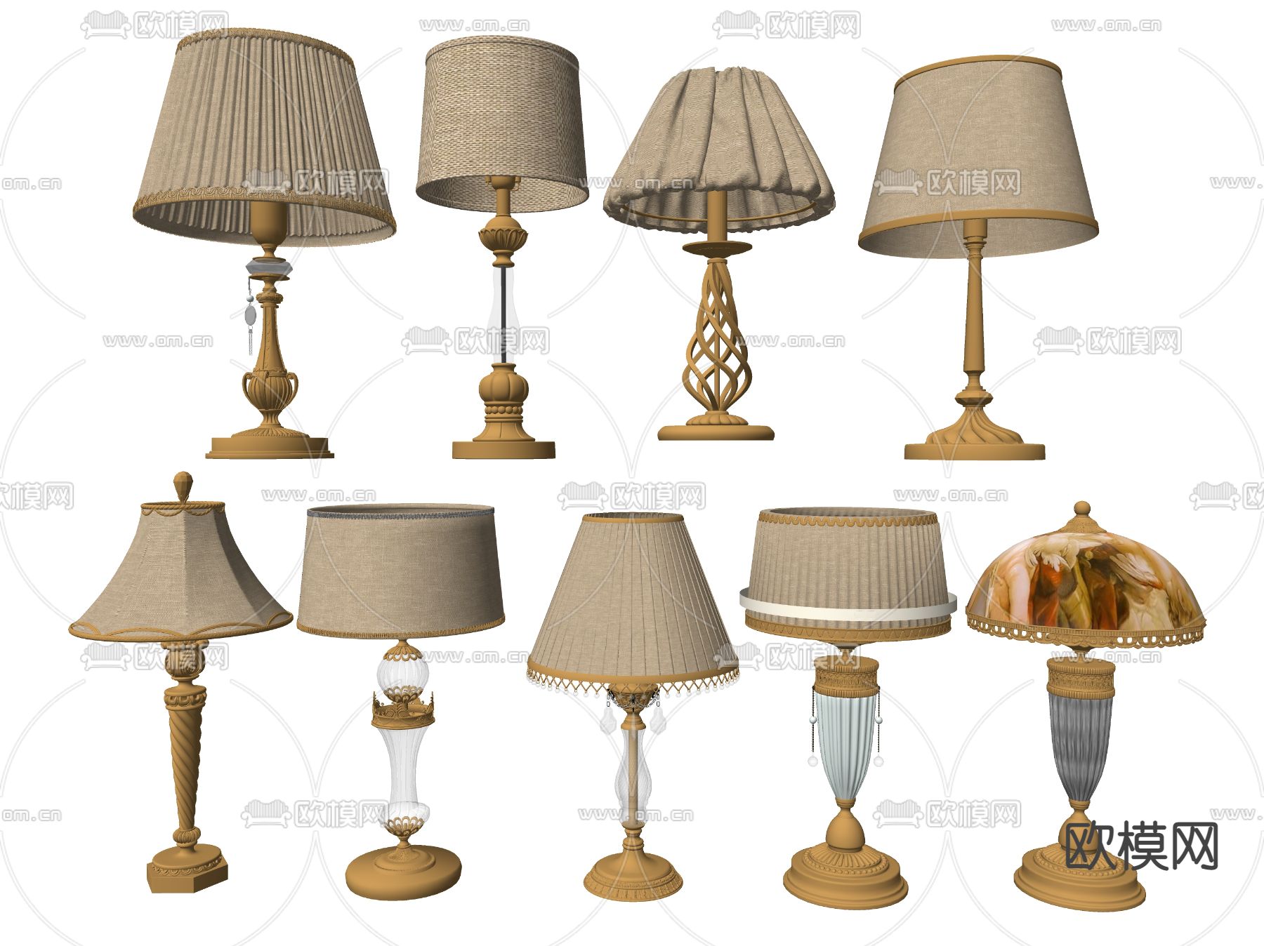 欧式台灯su模型下载（渲染图2）