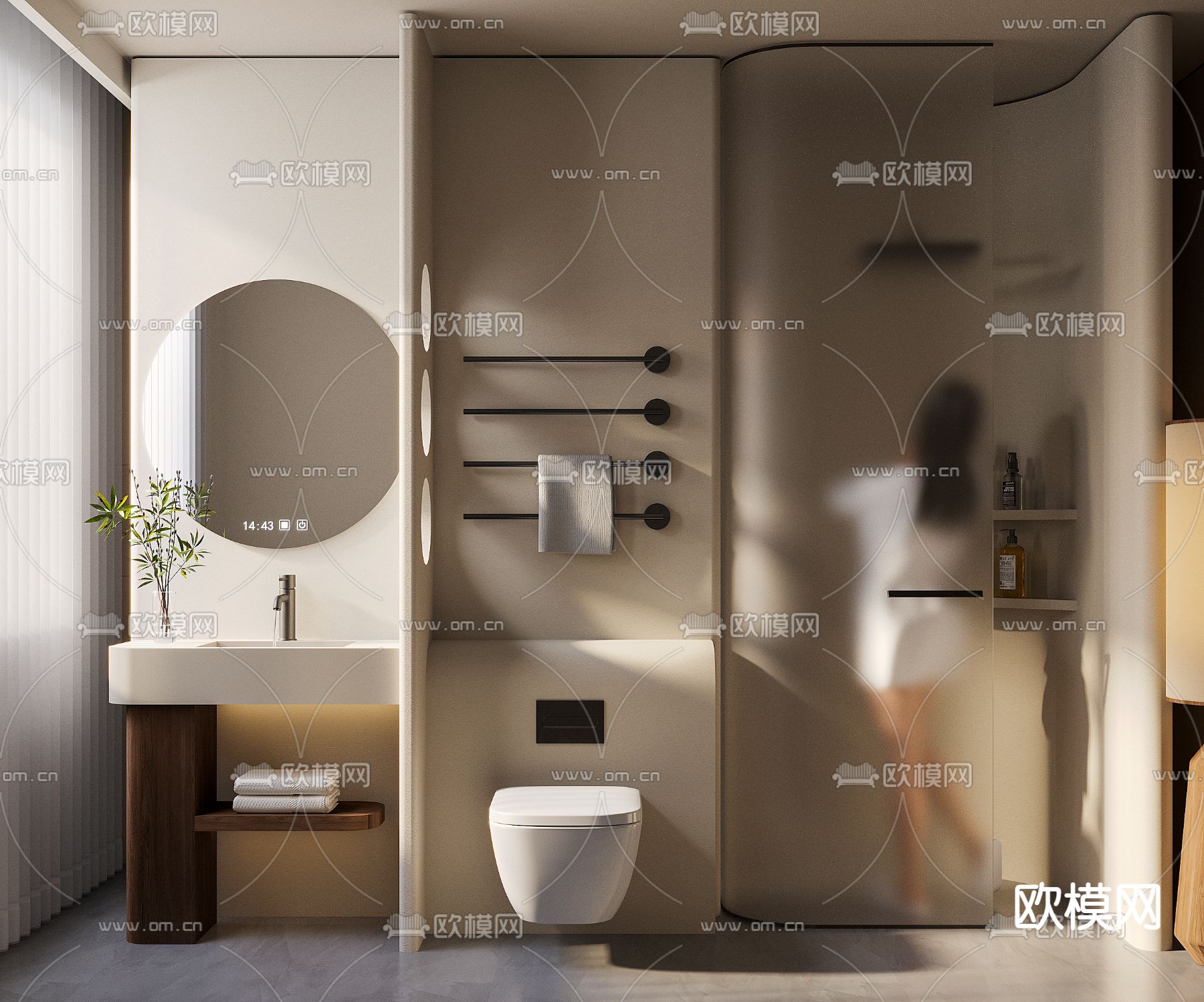 侘寂卫生间 浴室su模型下载（渲染图1）