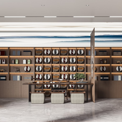  新中式茶叶店su模型 