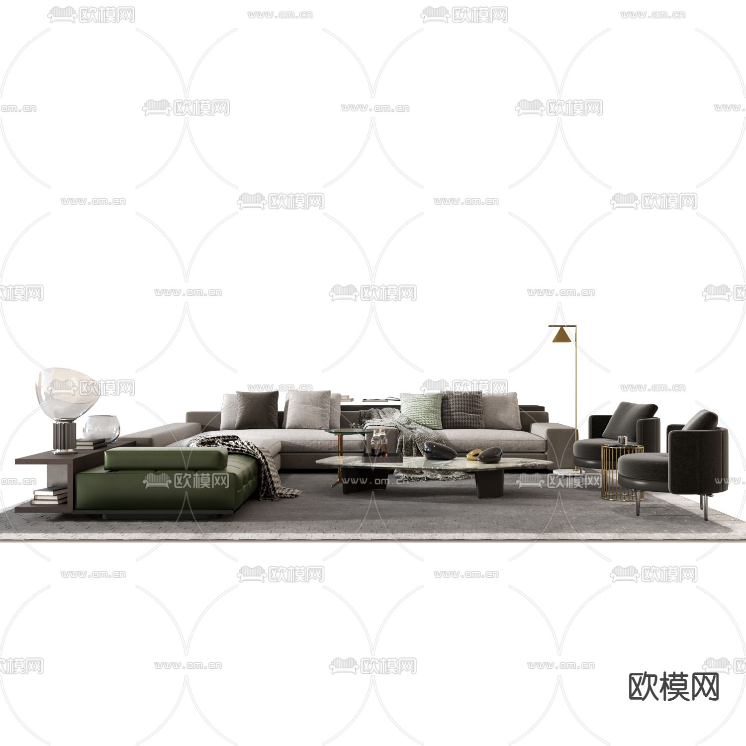 Minotti组合沙发3d模型下载（渲染图3）