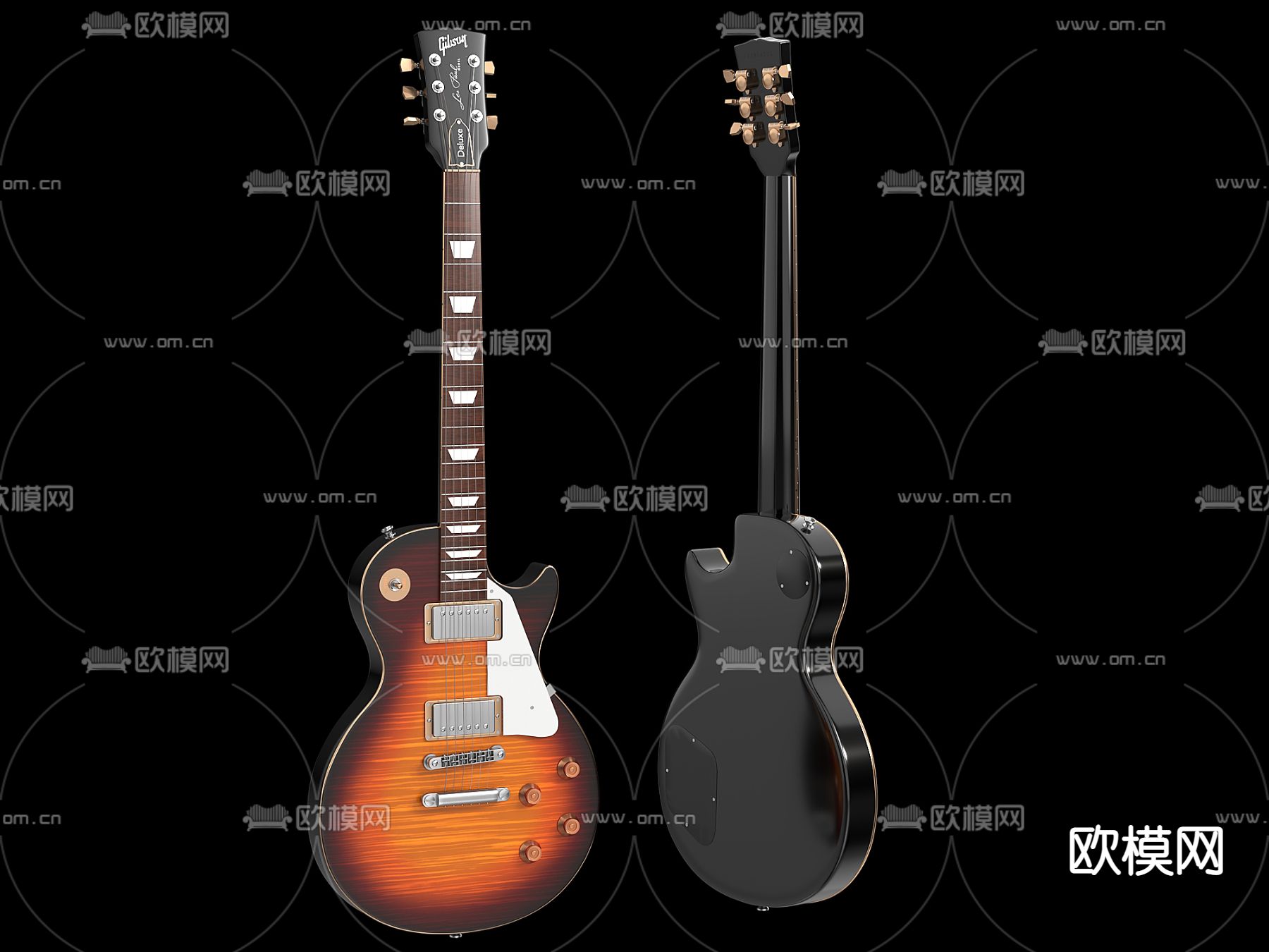 吉他 贝斯 乐器su模型下载（渲染图1）