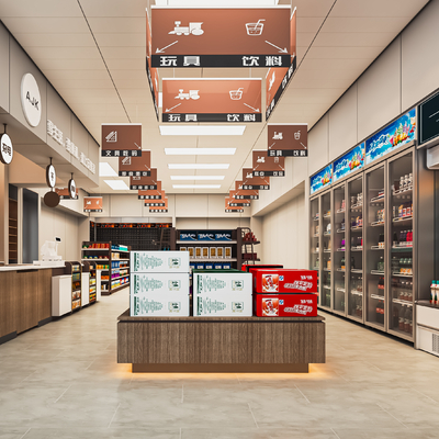  便利店 超市 零食店su模型 