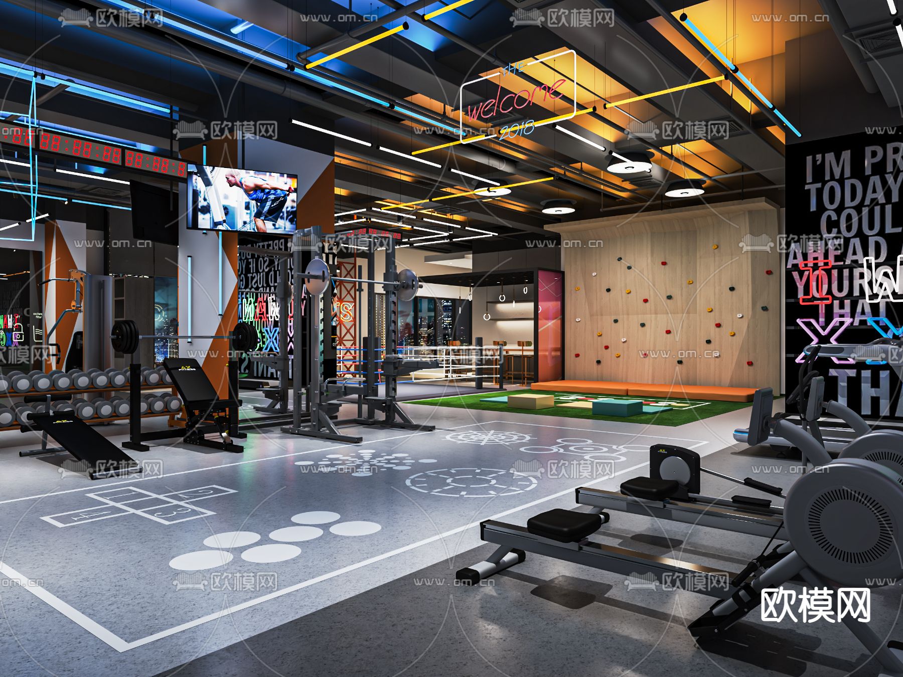 工业风健身房su模型下载（渲染图1）