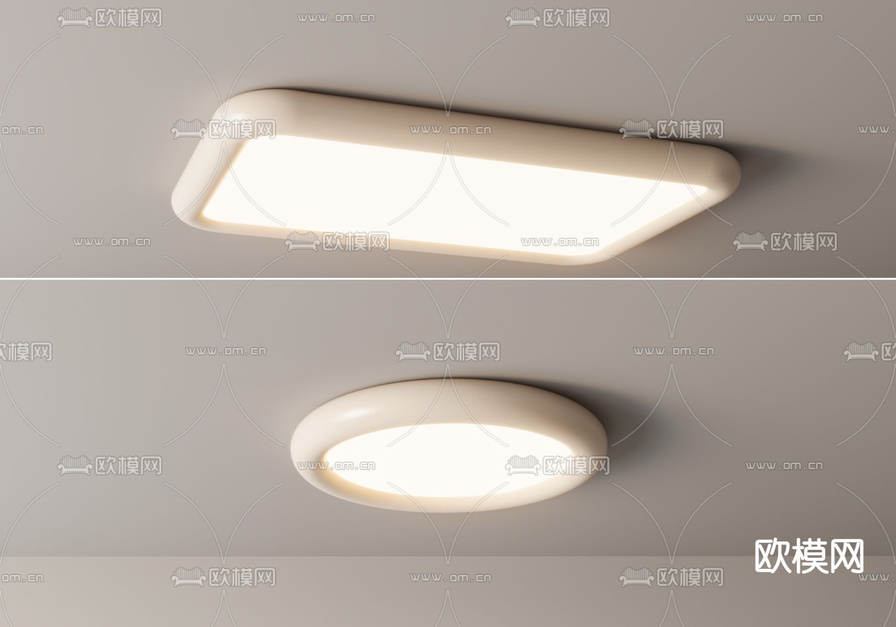 几何吸顶灯3d模型下载