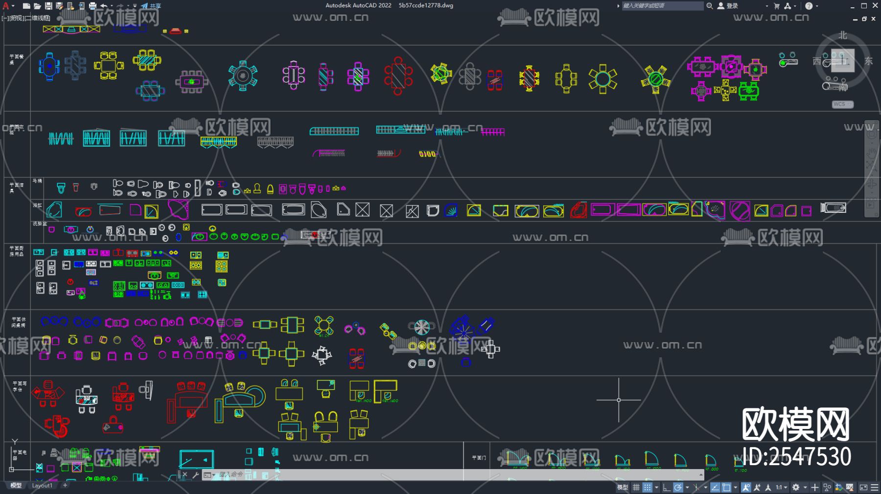 室内装饰平面图库cad施工图下载（渲染图2）