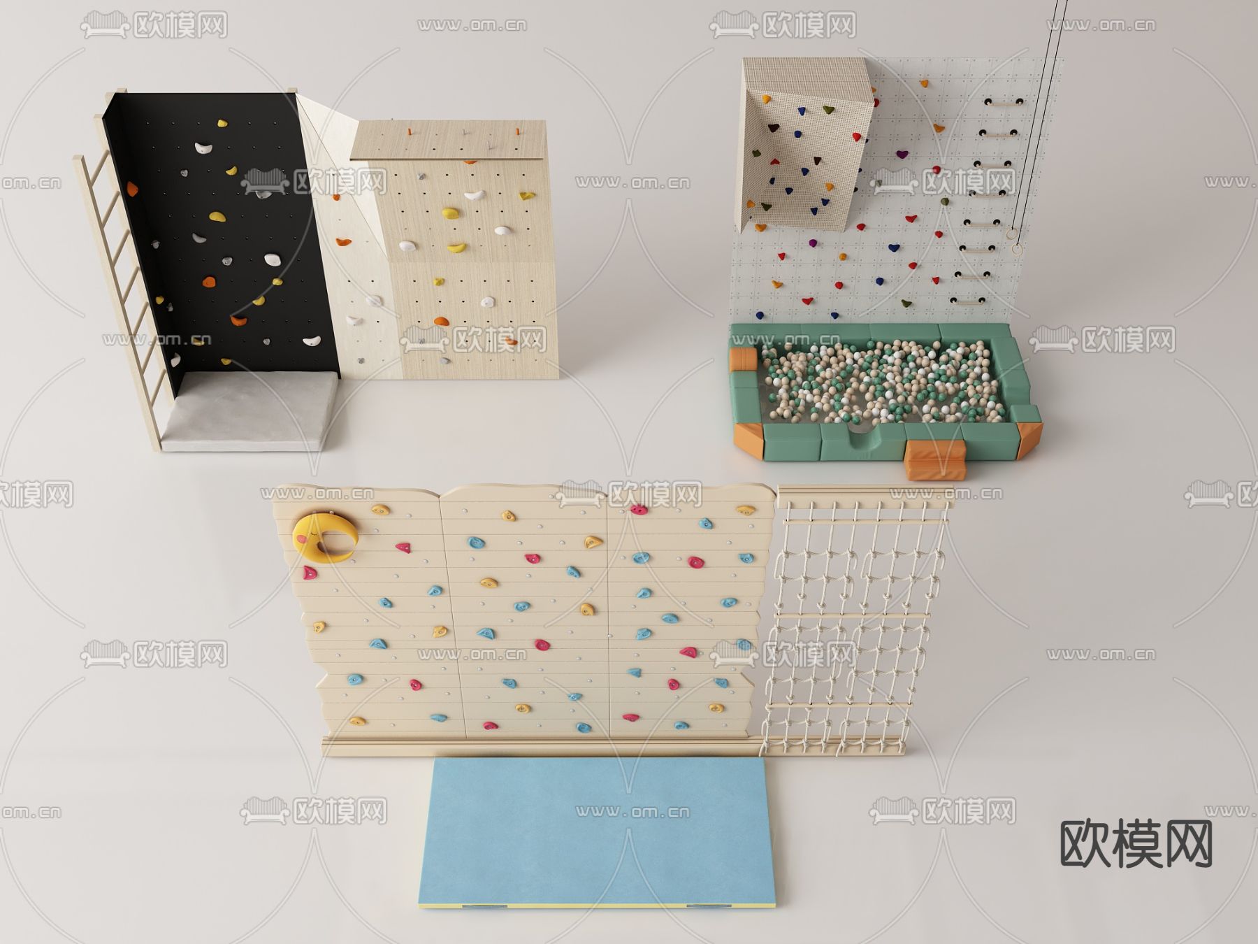 游乐设施 儿童攀爬墙su模型下载（渲染图1）