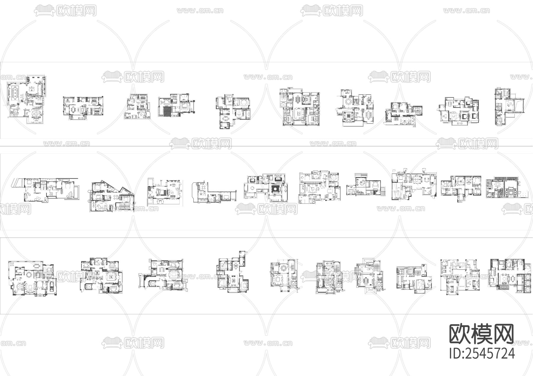 大平层-别墅-小户型cad图库下载（渲染图3）