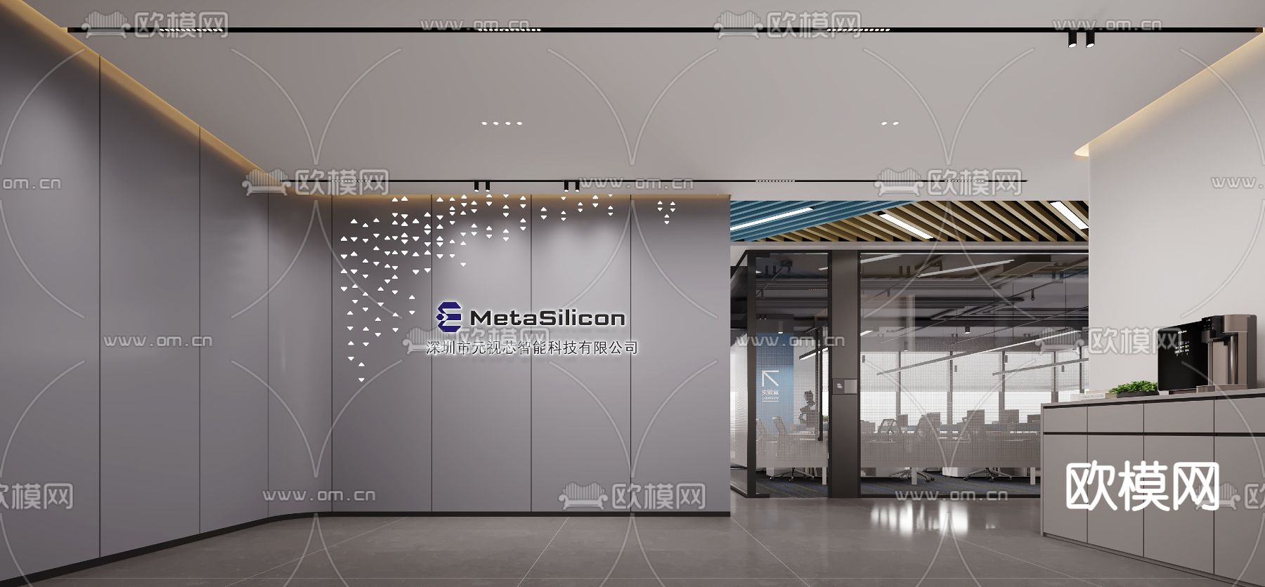 办公室前台 接待处3d模型下载