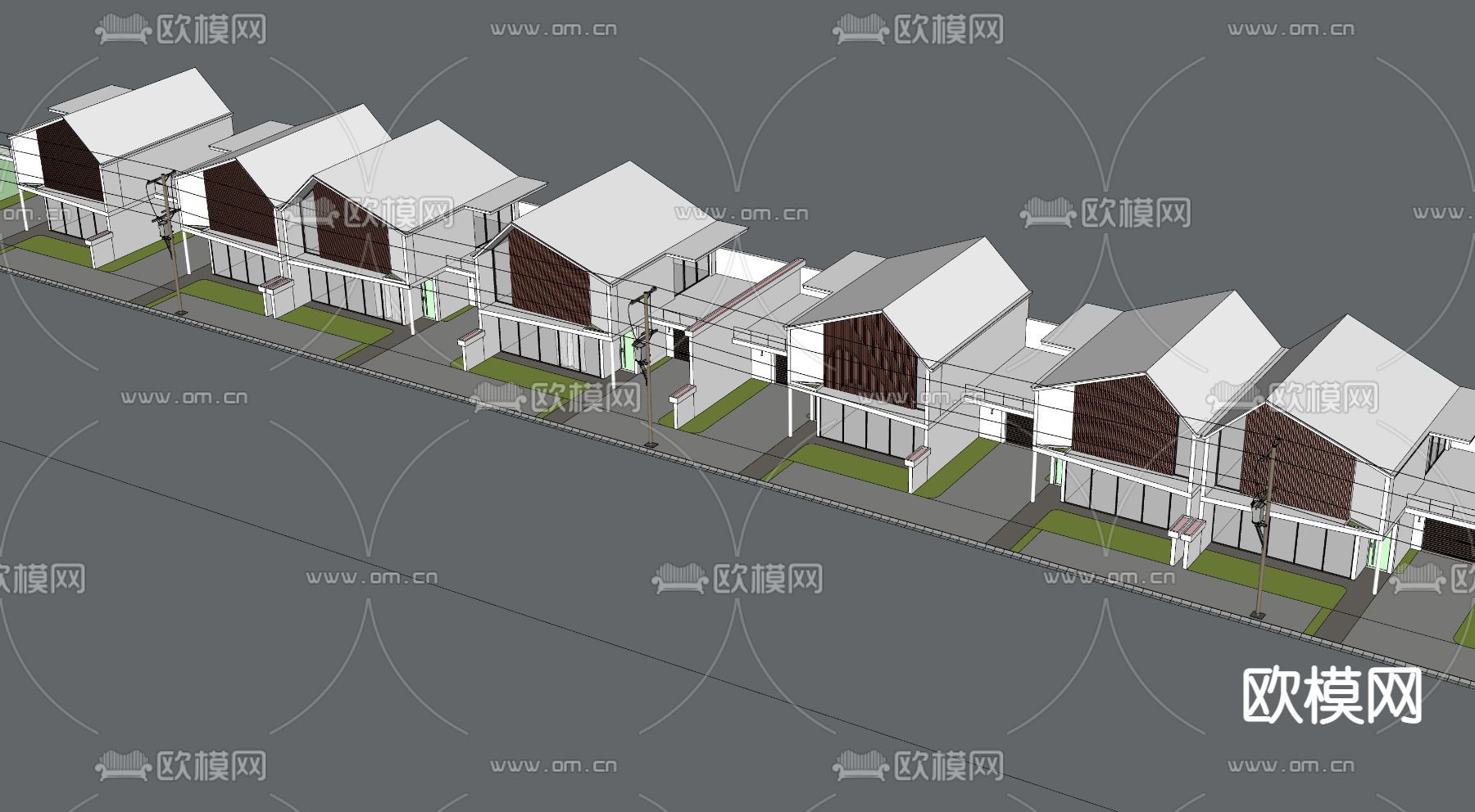 乡村联排别墅su模型下载（渲染图3）