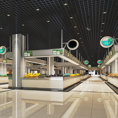  菜市场 农贸市场su模型 