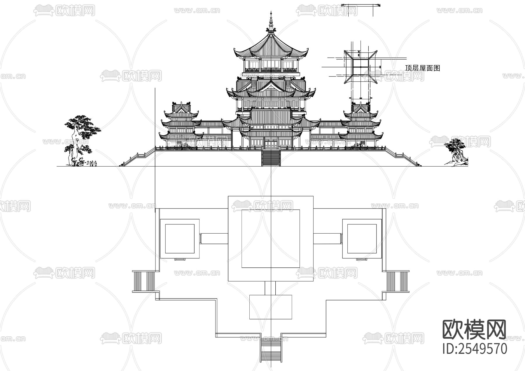土家摆手堂cad施工图下载（渲染图2）