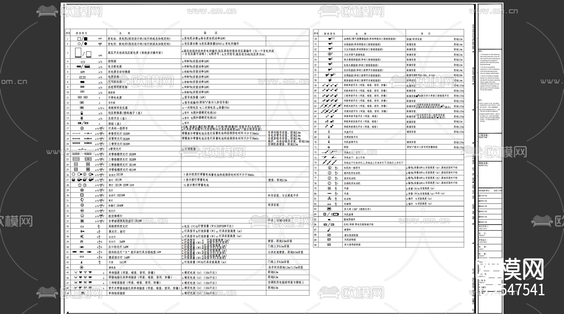 电气图块图库cad施工图下载（渲染图1）