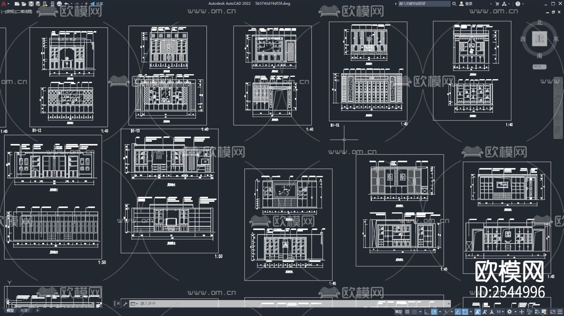 CAD室内装饰柜设计cad图库下载（渲染图2）