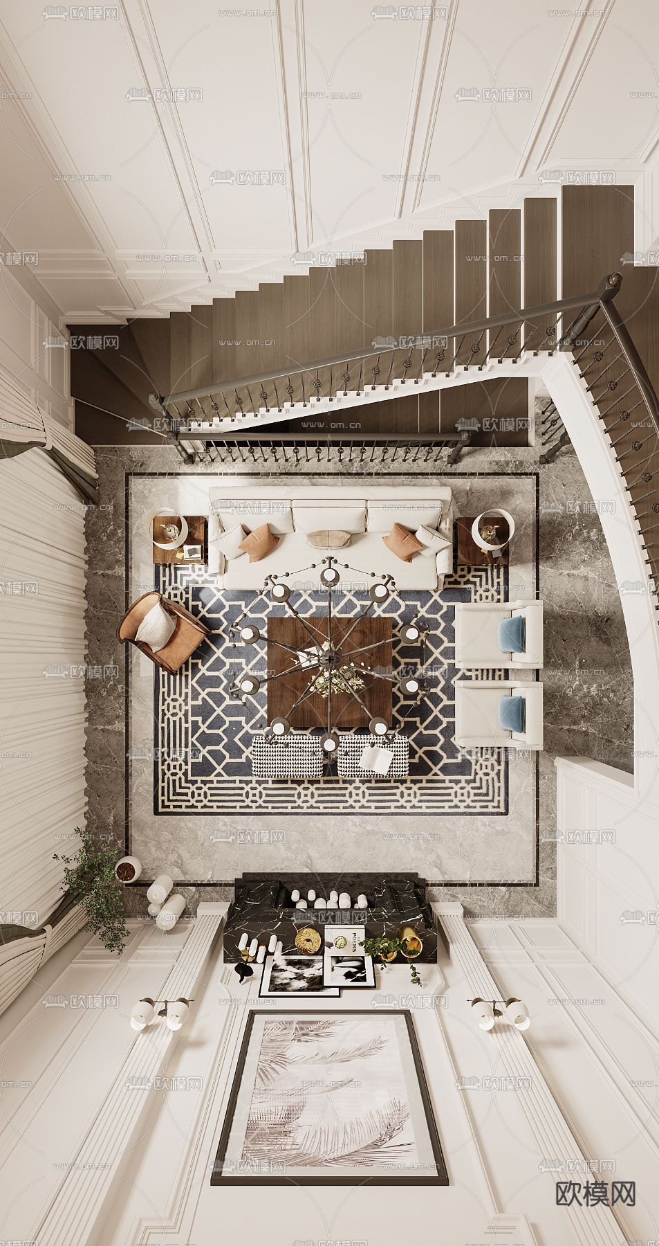 简欧客厅3d模型下载（渲染图4）