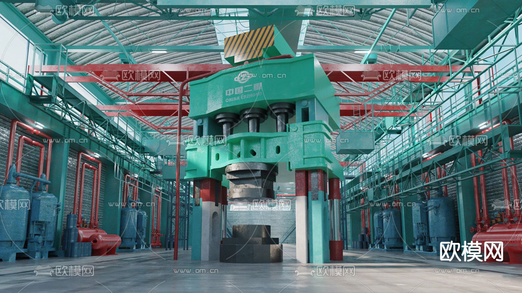 工业风加工厂厂房su模型下载（渲染图1）