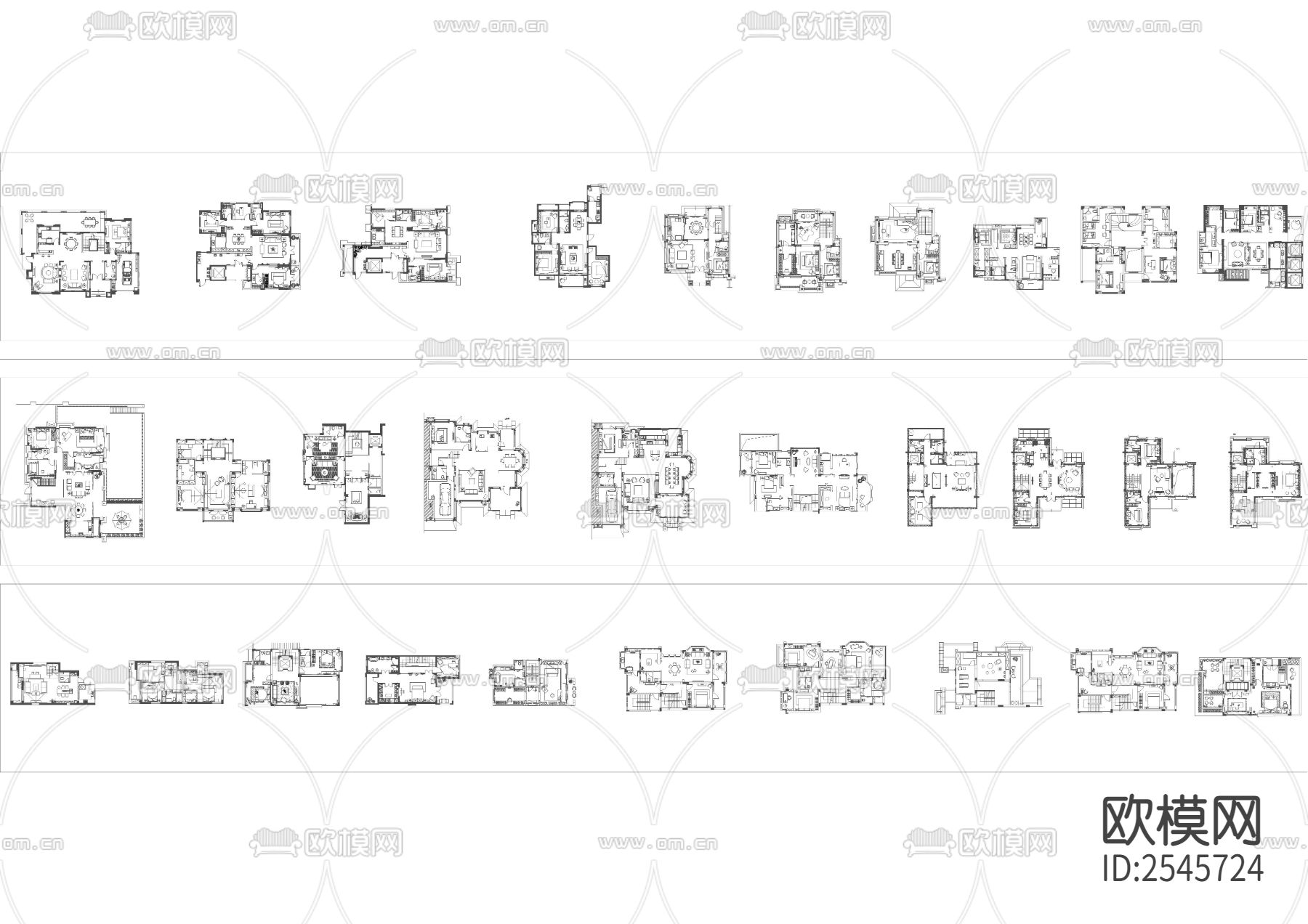 大平层-别墅-小户型cad图库下载（渲染图4）