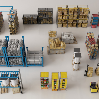  物流站货架 包裹架 快递货架su模型 