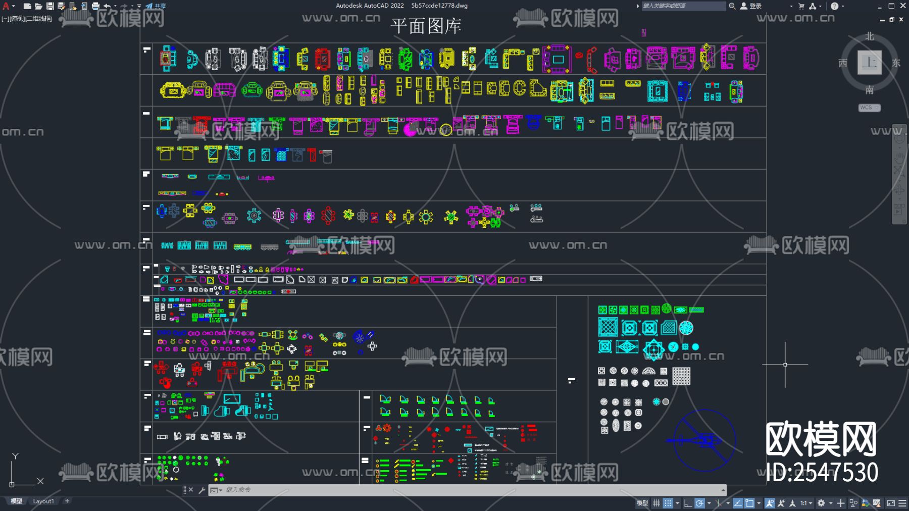 室内装饰平面图库cad施工图下载（渲染图1）
