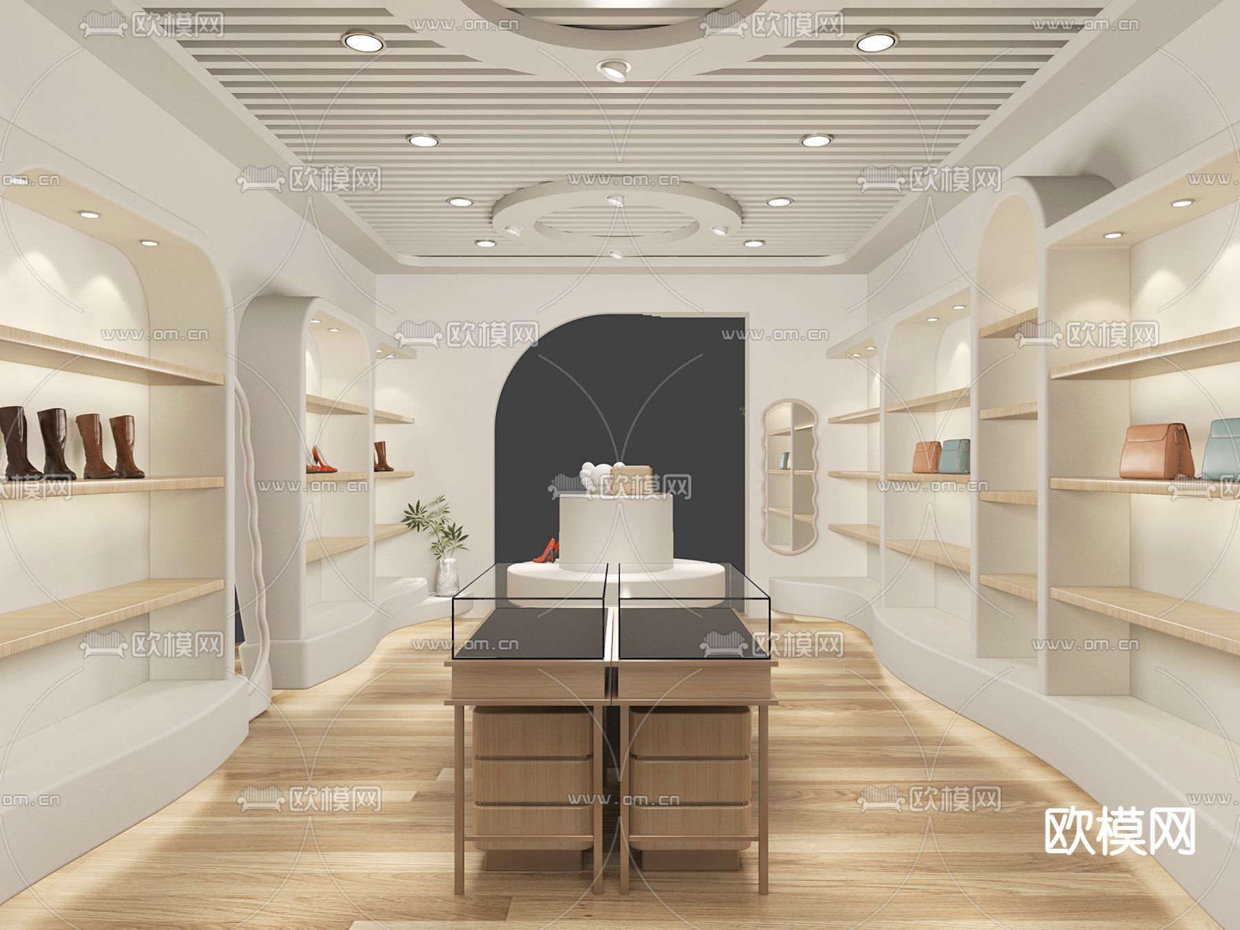 奶油风时尚女鞋店su模型下载（渲染图5）