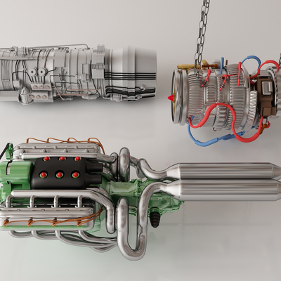  工业设备 机械设备 发动机su模型 