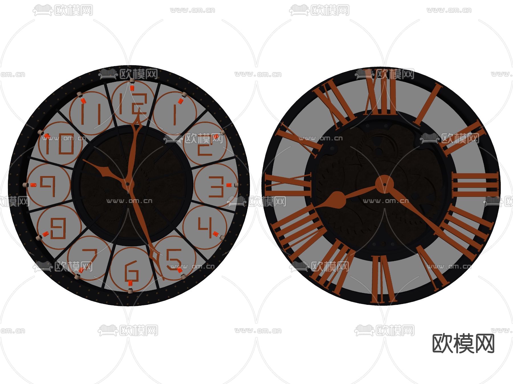 工业风墙饰 挂件 挂钟su模型下载（渲染图2）
