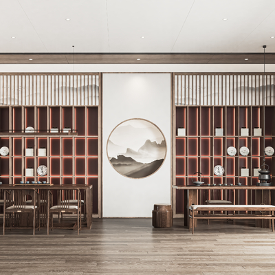  新中式茶叶店su模型 