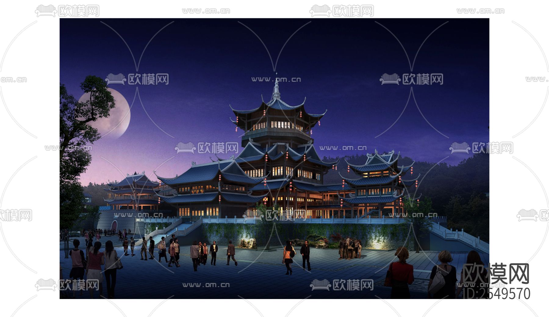 土家摆手堂cad施工图下载（渲染图6）