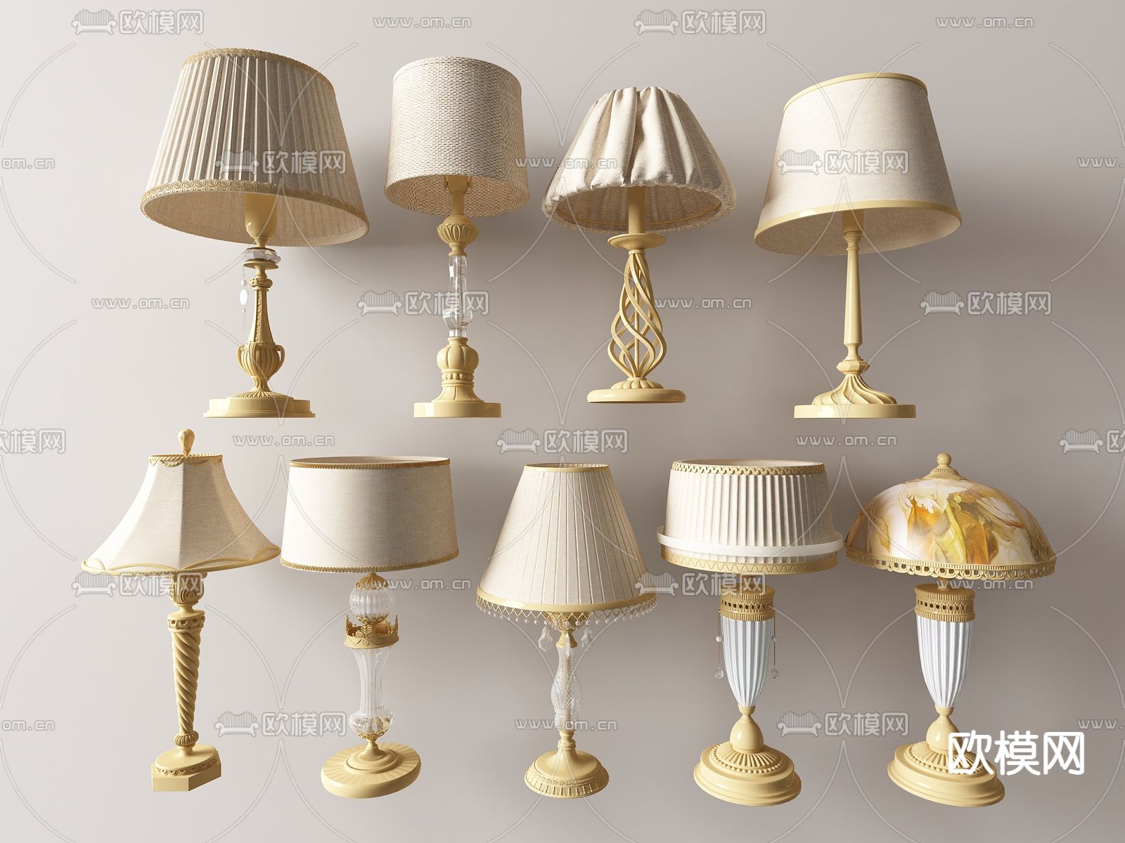 欧式台灯su模型下载（渲染图1）