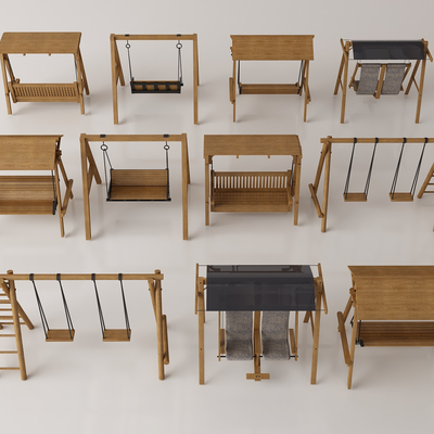  新中式秋千 吊椅su模型 