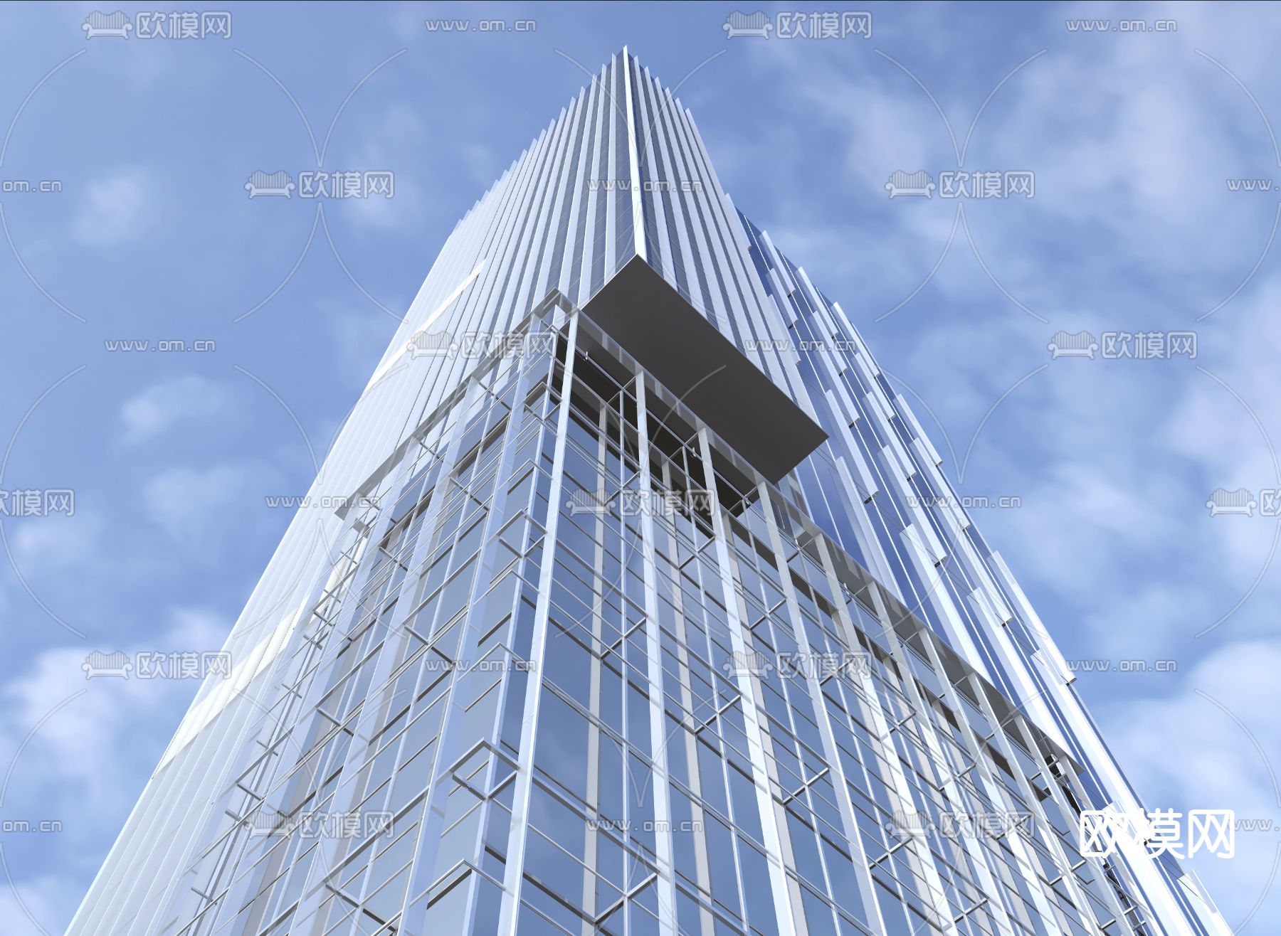 办公楼外观su模型下载（渲染图2）