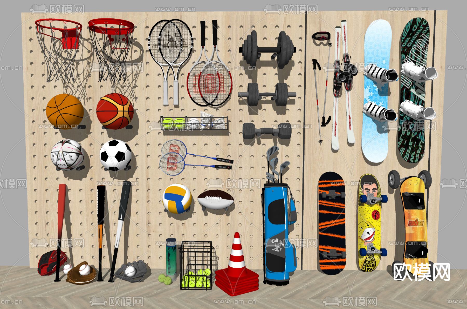 现代运动器材su模型下载（渲染图2）