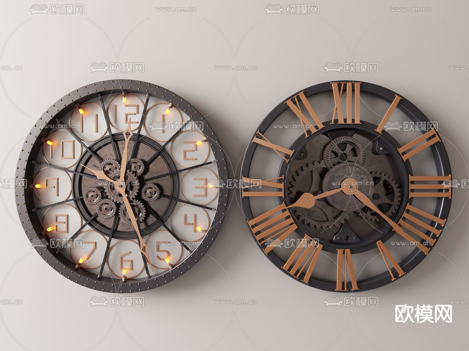 工业风墙饰 挂件 挂钟su模型下载（渲染图1）