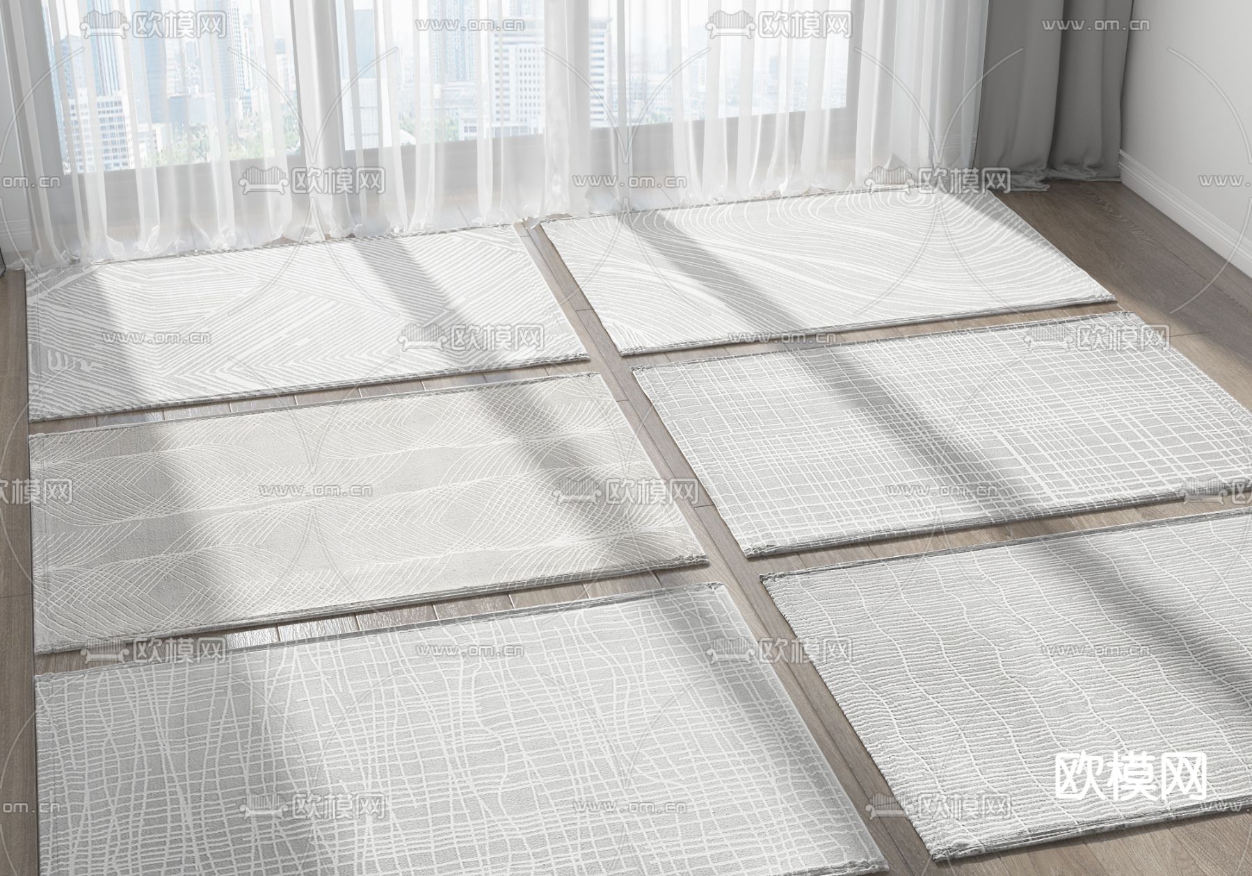 现代地毯 方毯3d模型下载