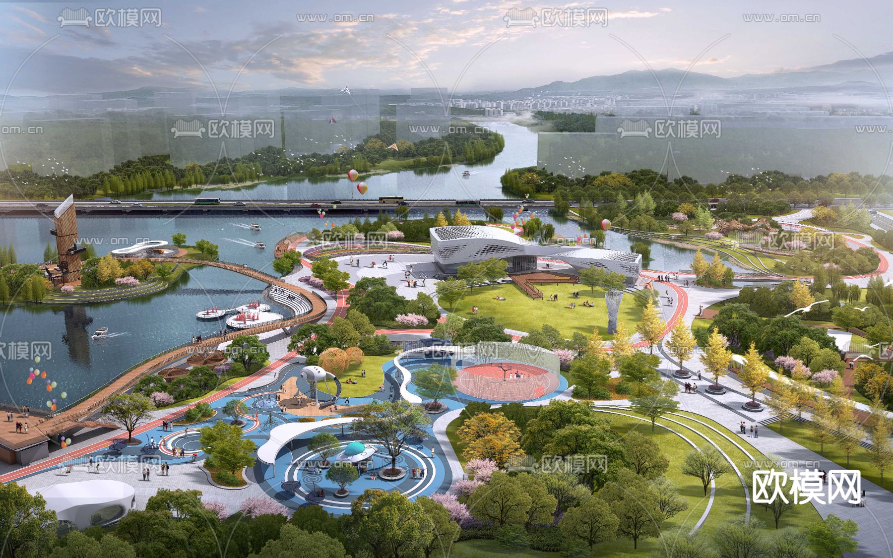 湿地公园 运动广场psd下载