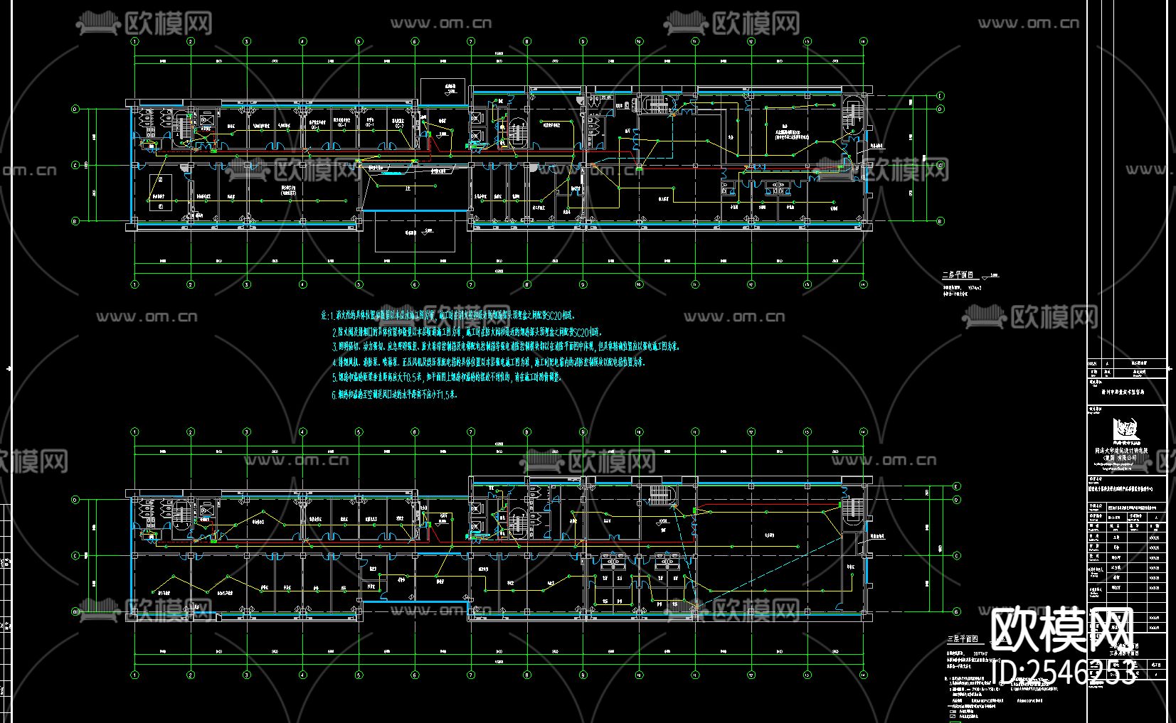 办公楼弱电CAD施工图下载（渲染图3）