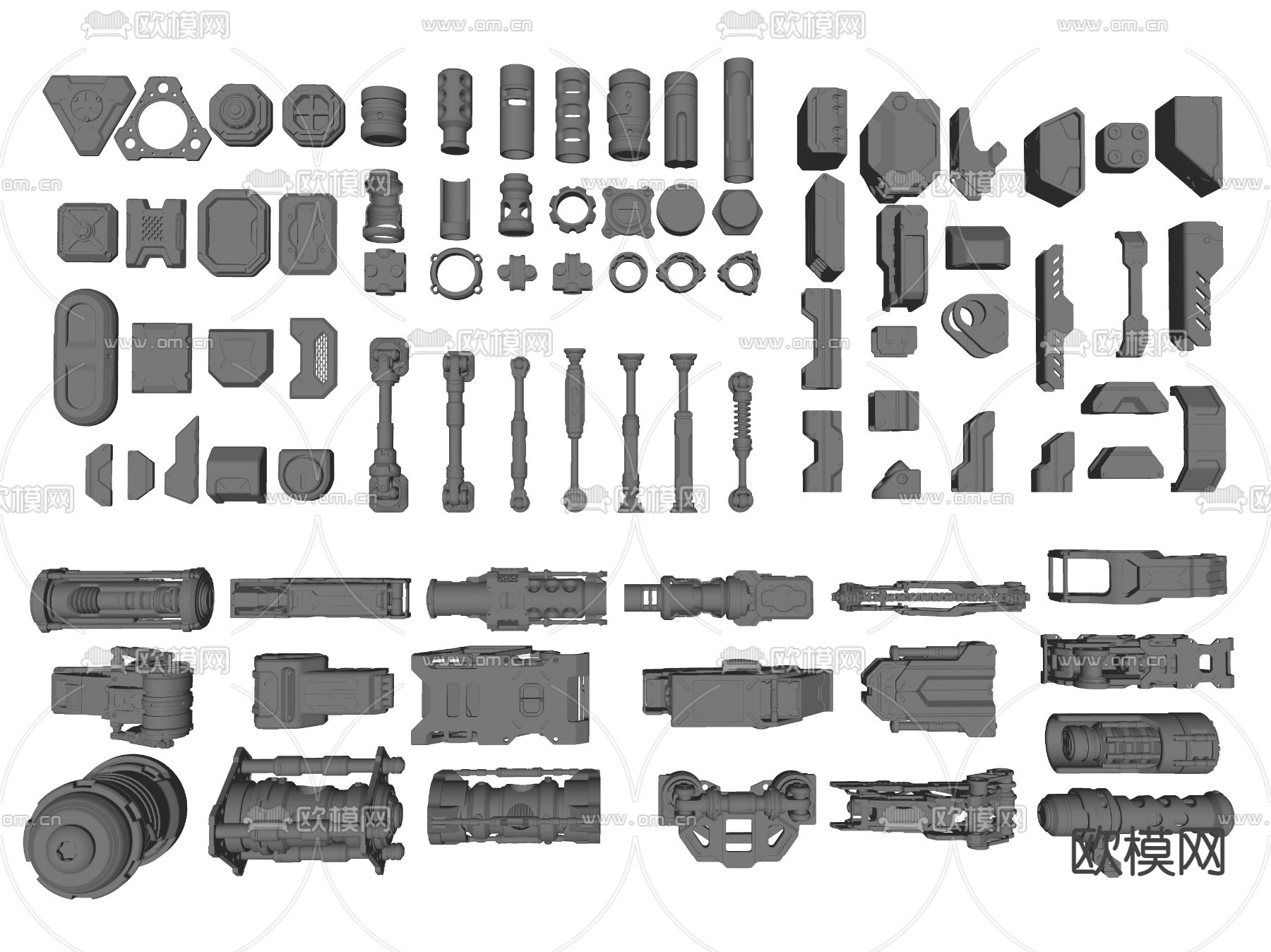 机械五金零件 工业机器零件su模型下载（渲染图2）