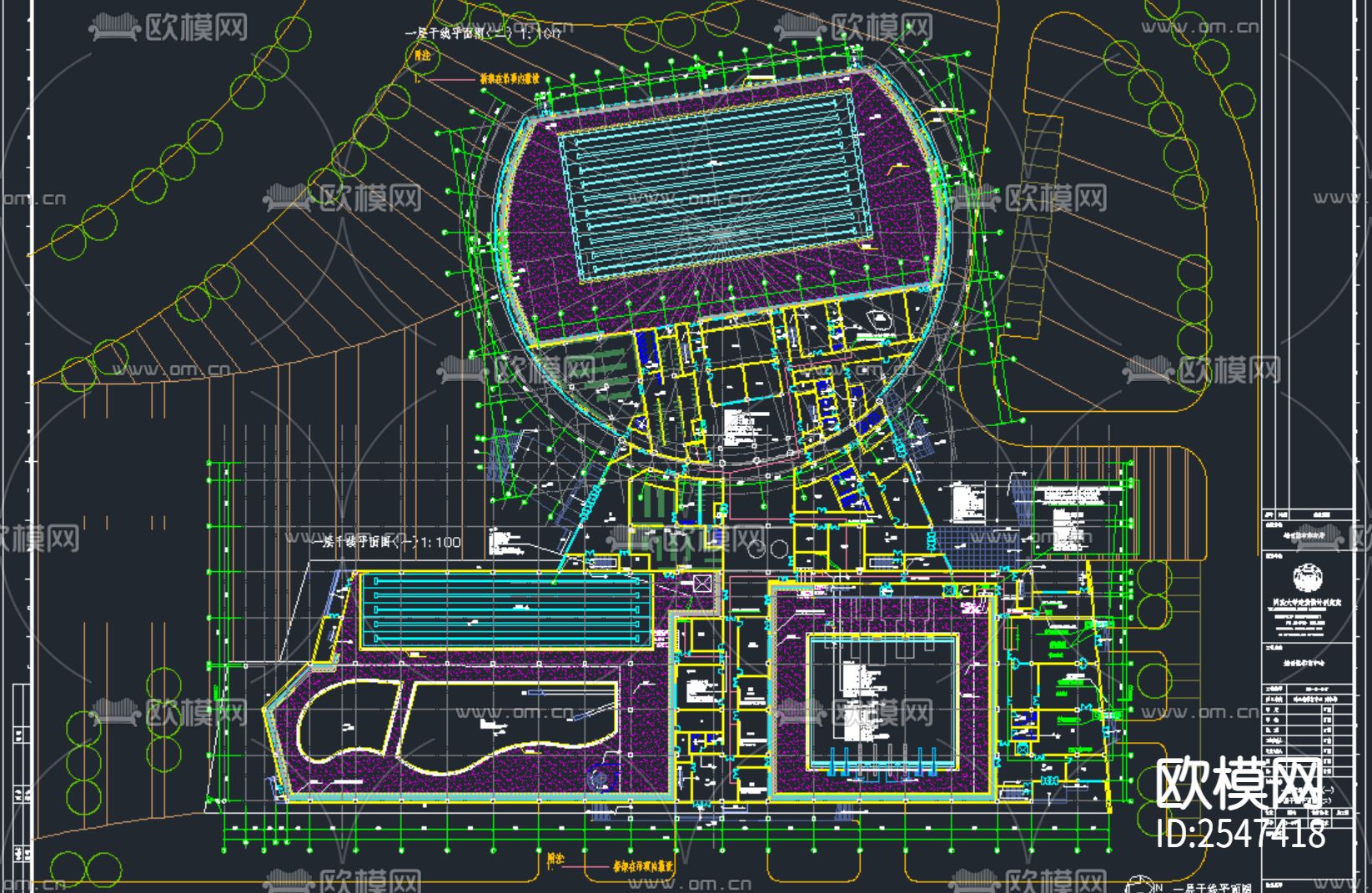 游泳馆电气CAD施工图下载（渲染图1）