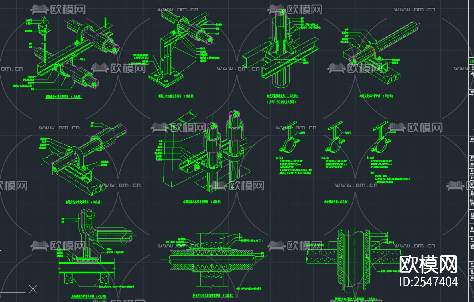 旅游服务中心暖通CAD施工图下载（渲染图2）