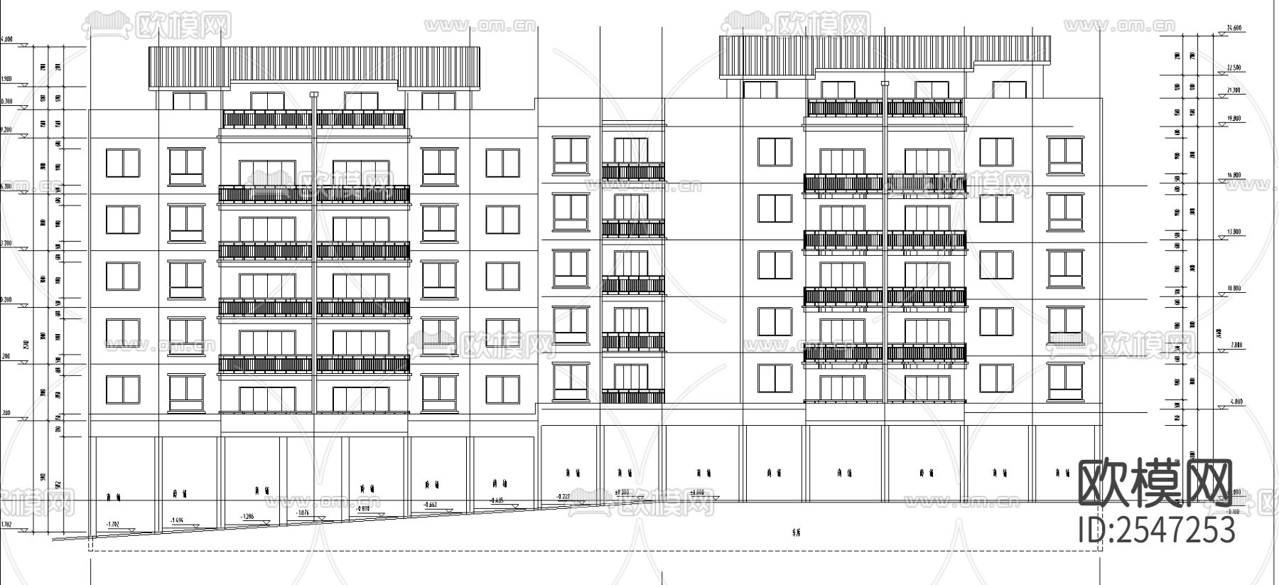 营山县荣泰春天1号楼建筑CAD施工图下载（渲染图1）