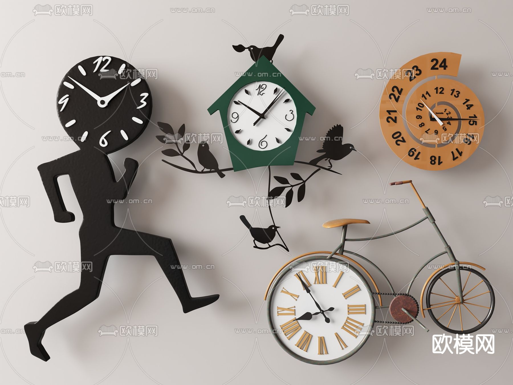 北欧墙饰挂件 挂钟su模型下载（渲染图1）