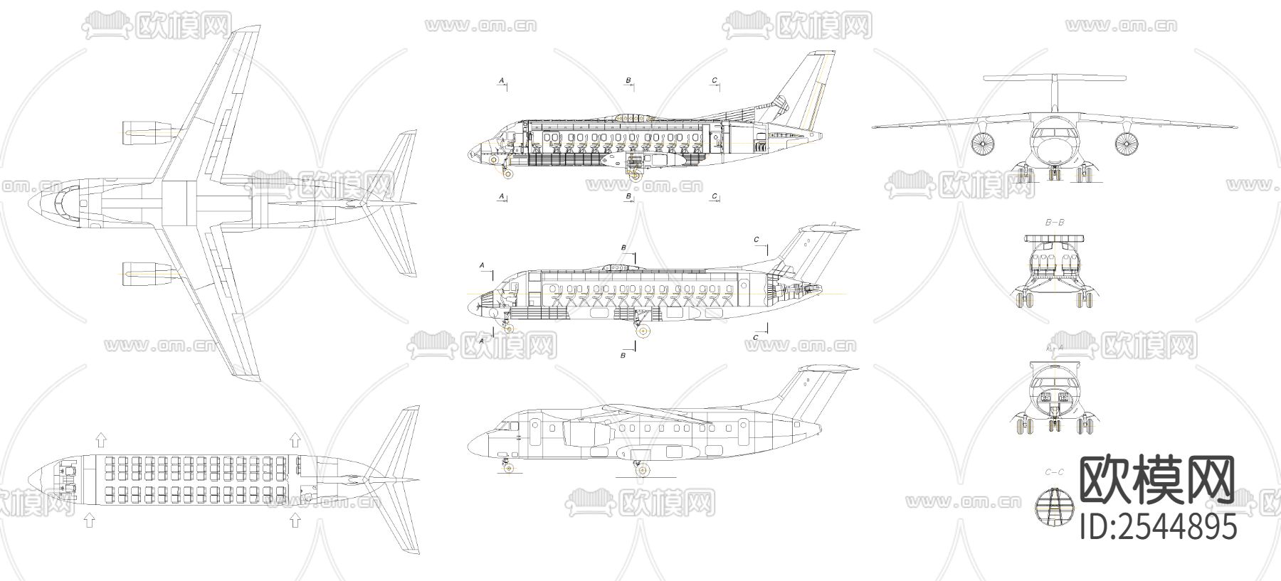 飞机cad图库下载（渲染图1）