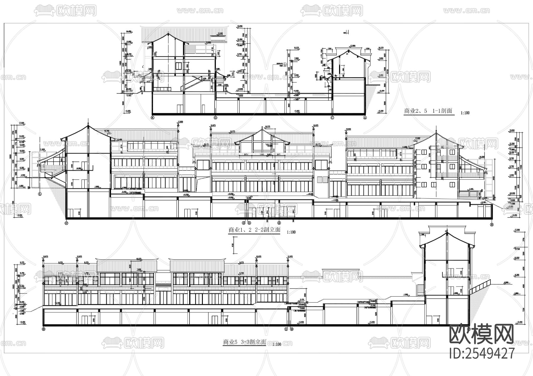 仿古商业街CAD施工图下载（渲染图5）